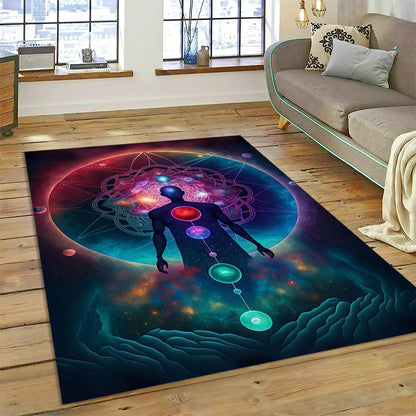 Naturalize Yoga Zen Meditation Rainbow 7 Chakra Carpet Rug for Home Living Room Bedroom Sofa Doormat Decor,Area Rug Non-slip Mat