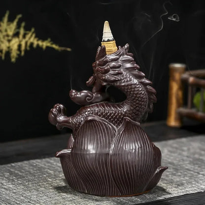 Y The Western Pterosaur Backflow Incense Burner Dragon for Incense Sticks Living Room Smoke Waterfall Incense Base Ceramic Stove - AMULET RING STORE