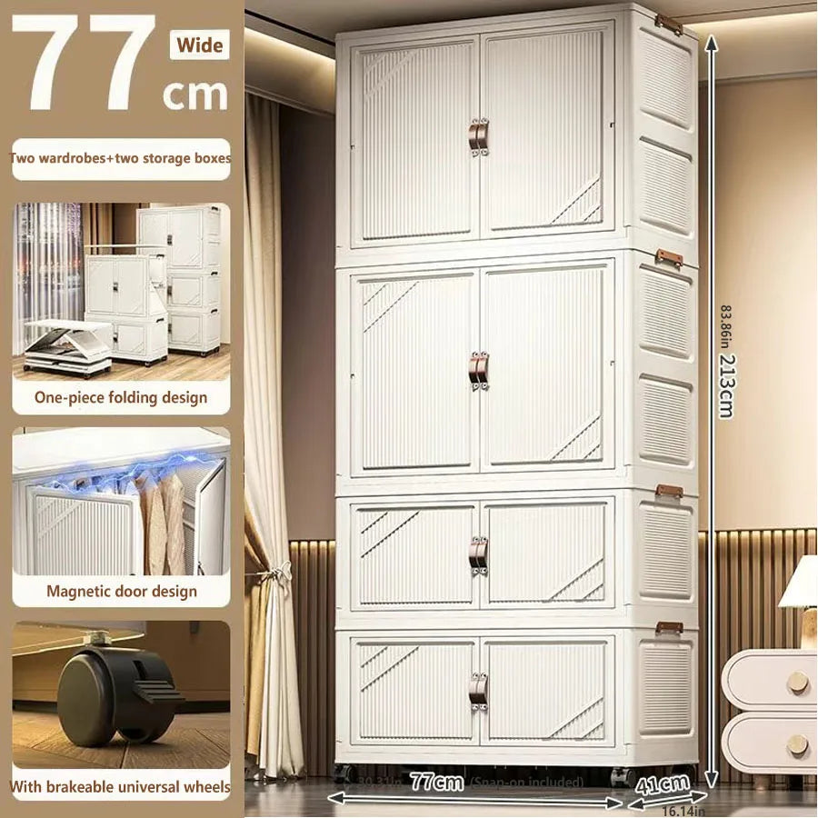 Multi-specification Multifunction White Folding Storage Cabinet Large Capacity Dustproof Wardrobe Storage Box - AMULET RING STORE