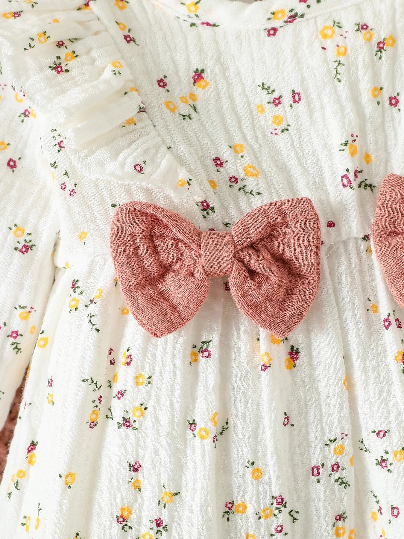 Baby Girls Summer Long Sleeve Printing Love With Bowknot  For Casual Daily Cotton Jumpsuit