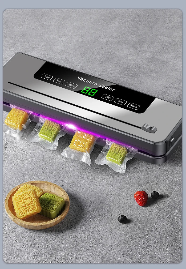 Household electric small vacuum sealer built-in cutting machine kitchen food storage seal vacuum bag touch button vacuum sealer - AMULET RING STORE