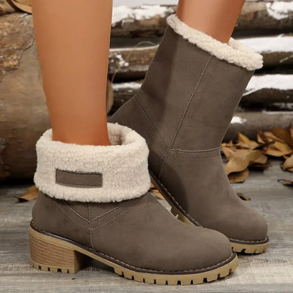 Plus Size 35-43 Shoes for Women Winter Fur Warm Snow Boots Ladies Comfortable Slip on Platform Casual Mid-calf Boots Women Boots - AMULET RING STORE