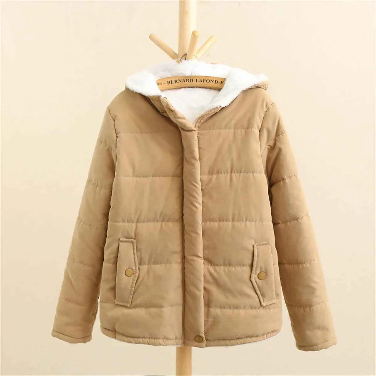 Women Autumn Winter Padded Coat Zip Up Long Sleeve Korean Hooded Jacket Fashion Solid Warm Clothes Casual Outfit Coats Street