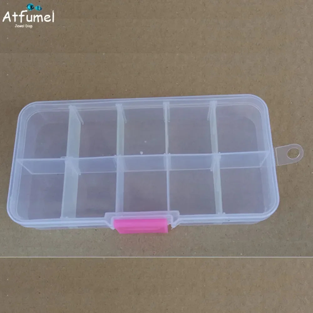 10/15 Compartment Beads Jewelery Storage Box Portable Craft Container Earrings Ring Display Case DIY Trinket Organizer Box - AMULET RING STORE