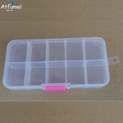 10/15 Compartment Beads Jewelery Storage Box Portable Craft Container Earrings Ring Display Case DIY Trinket Organizer Box - AMULET RING STORE