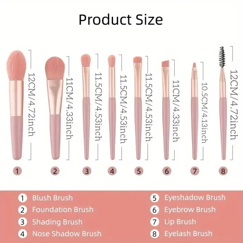 8/20Pcs Eye Makeup Brush Set Portable Soft Makeup Tool Eyeshadow Blending Detail Cosmetics Brush Kit with Makeup Egg Powder Puff - AMULET RING STORE