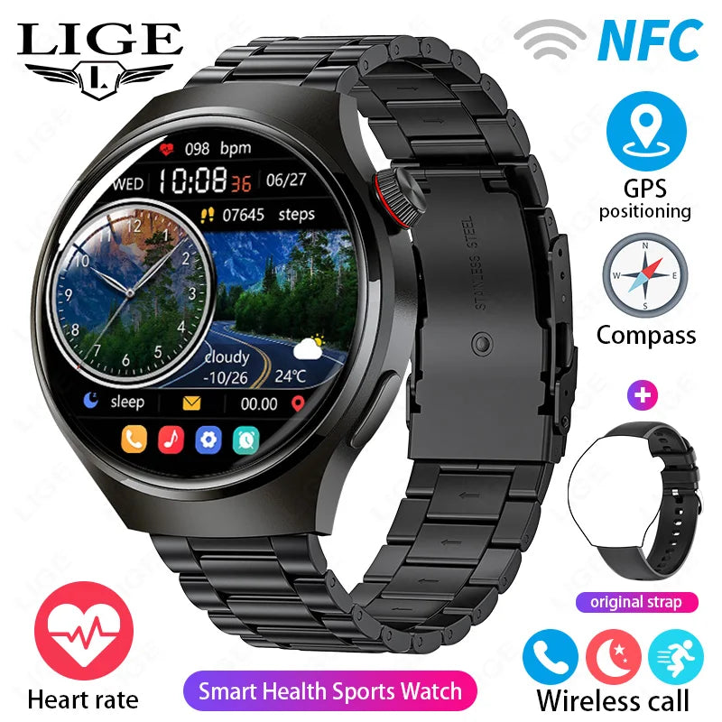 LIGE New Smart Watch Men 1.52 inch Full touch Screen Bluetooth Call Heart Rate Waterproof Men SmartWatch For GPS Sport Tracker - AMULET RING STORE