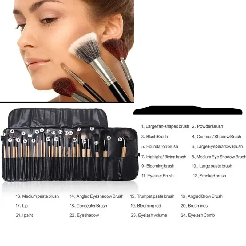 Free Gift Bag and Sponge for 24 pcs Makeup Brush Sets Cosmetics Brushes Eyebrow Powder Foundation Shadows Make Up Tools - AMULET RING STORE