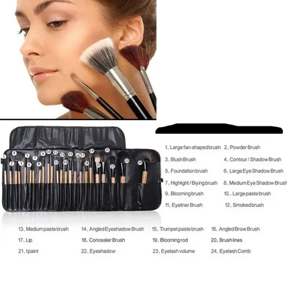 Free Gift Bag and Sponge for 24 pcs Makeup Brush Sets Cosmetics Brushes Eyebrow Powder Foundation Shadows Make Up Tools - AMULET RING STORE