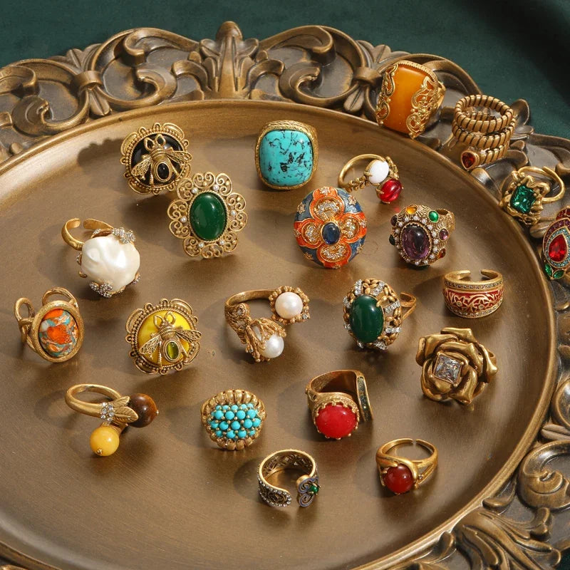 Vintage Jewelry Red Stone Rings Natural Wedding Square Adjustable Accessories Woman Valentine Day Gift For Girlfriend 2025