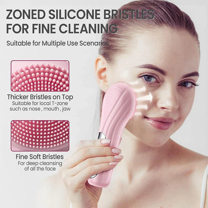 Silicone Face Cleaner Electric Sonic Facial Cleansing Brush Ultrasonic Face Massage Pore Deep Cleaning Vibrating IPX7 Waterproof
