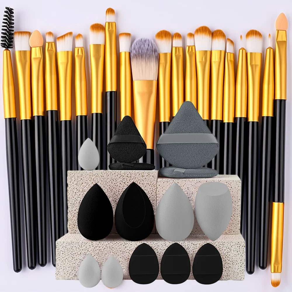 8/20Pcs Eye Makeup Brush Set Portable Soft Makeup Tool Eyeshadow Blending Detail Cosmetics Brush Kit with Makeup Egg Powder Puff - AMULET RING STORE
