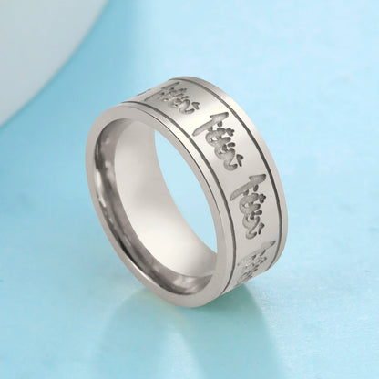 Jeshayuan Quran Rings Muslim Islamic Halal Ring Arabic God Stainless Steel 8mm Wide Religious Allah Ring For Men