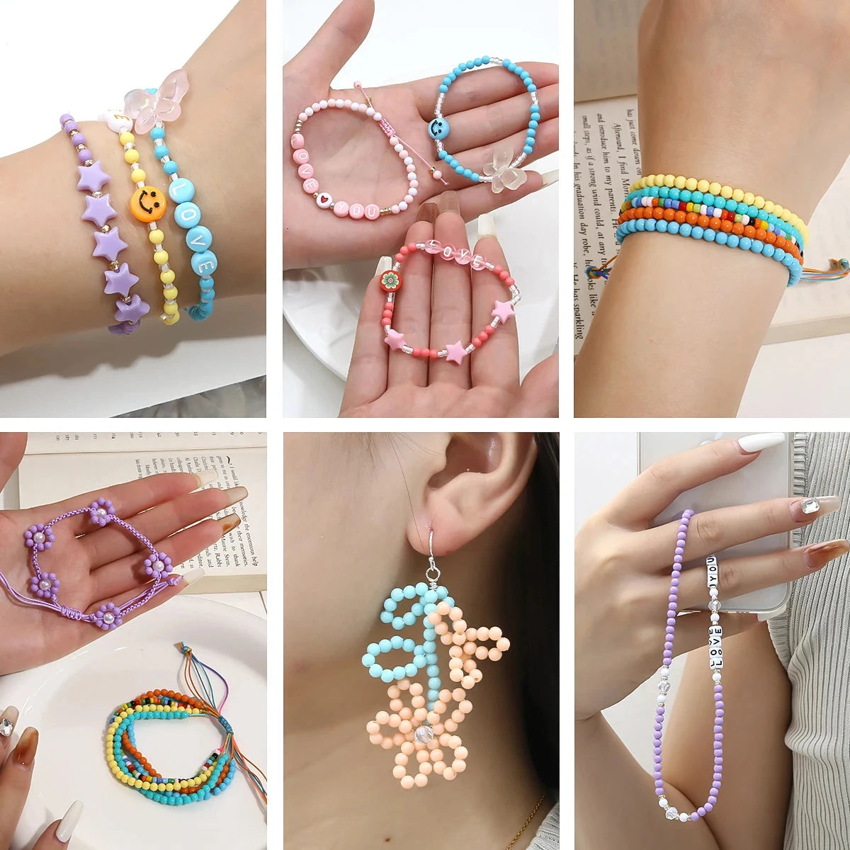 24 grid glass rice bead box 4mm solid colored acrylic beads Charm DIY Jewelry Creation Materials Handmade needlework beads - AMULET RING STORE