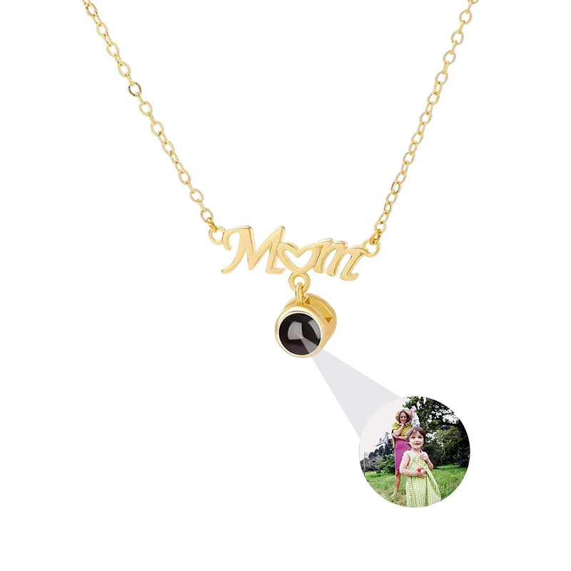 Custom Photo Necklace Personalized Picture Projection Necklace Rose Flower Projective Pendant Necklace Memorial Gifts For Women