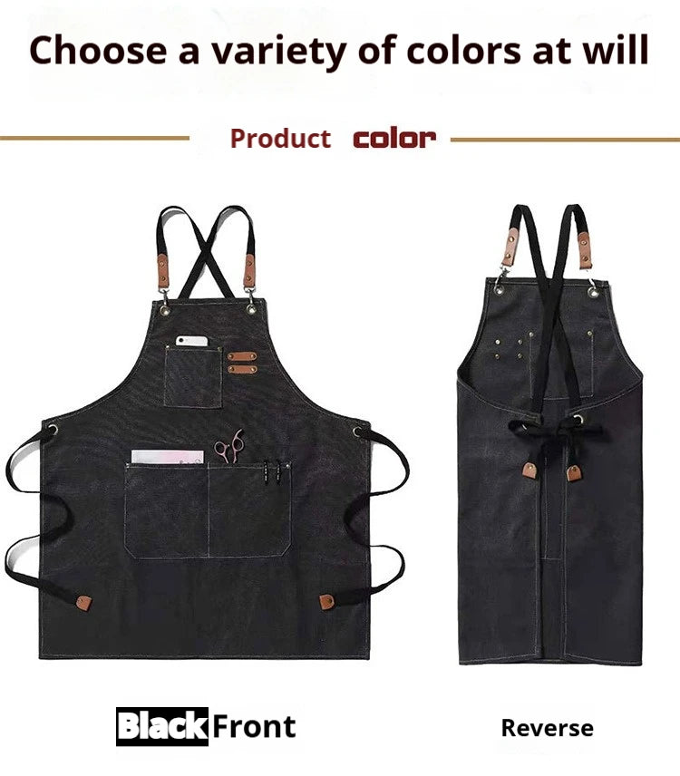 Customized apron New Fashion Canvas Kitchen Aprons For Woman Men Chef Work Apron For Restaurant Bar Shop Cafes Studios Uniform - AMULET RING STORE