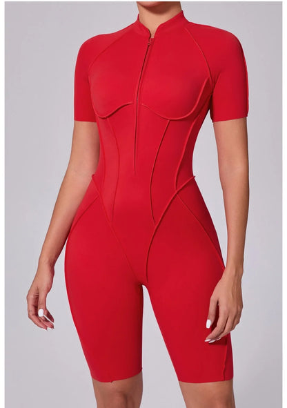 Seamless Yoga Jumpsuit Sports Fitness Backless Tight Zipper Long-sleeved One-Piece Workout Clothes Gym Leggings Sportswear