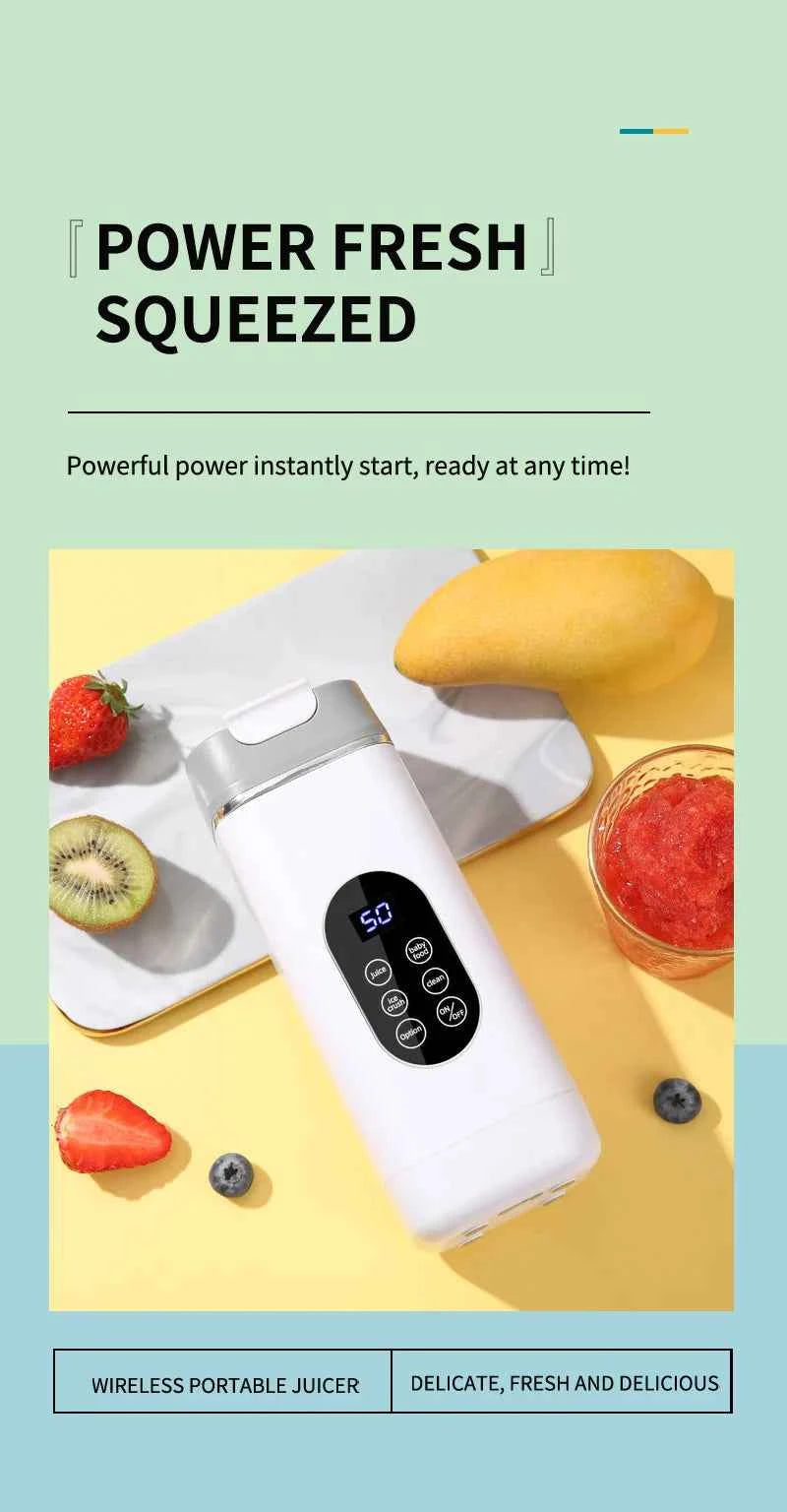 Portable USB Rechargeable Juicer Blender, Ice Crushing Fruit Juice Cup, Home & Outdoor Use, 12 Blades