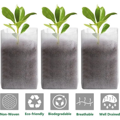 100PCS Breathable Plant Nursery Bags Biodegradable Grow Pots Fabric Seedling Containers Home Gardening Essentials - AMULET RING STORE