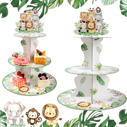 Cake Display Stand Jungle Mermaid Birthday Party Decorations Kids Dessert Holder Cake Tray Butterfly Baby Shower Cupcake Support - AMULET RING STORE