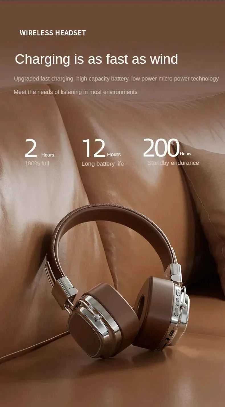 2025 New Retro On Ear Headphones Wireless Bluetooth Headsets DJ Stereo Sounds Bluetooth 5.3 Foldable Headset Gamer Choice