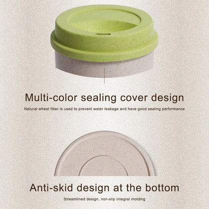 350/450/550ml Wheat Straw Coffee Cup Portable High Temperature Resistant Water Cup With Lid Reusable Eco-Friendly Travel Mug - AMULET RING STORE