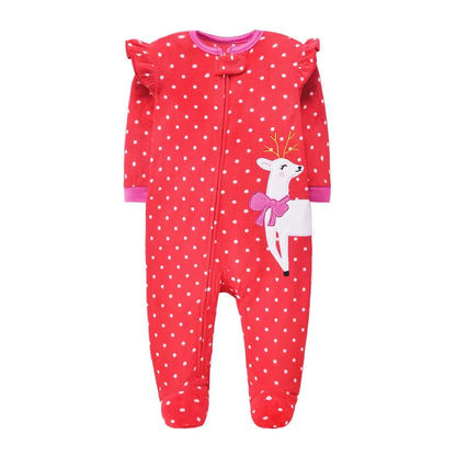 Newborn Infant Baby Girl Rompers 2024 Winter Autumn Warm Micro Fleece Animal Sleepsuit Animal Overall Babe Jumpsuits 0-12 Months - AMULET RING STORE