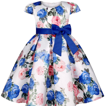 2025 Transnational Girls' Dress Children's Princess Dress Retro Print Formal Dress Holiday Hostess Dress Hot Sale