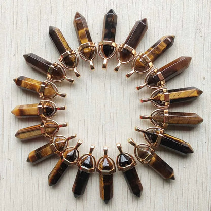 Natural Gem stone Quartz crystal green aventurine pendulum pillar pendants for jewelry making 24pcs/lot Wholesale fast shipping