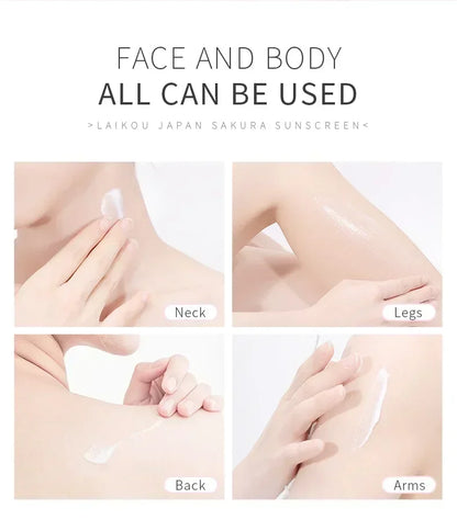 LAIKOU SPF 50 PA+++ Sakura Sunscreen For Face Body Neck Solar Blocker Long-Lasting Sun Block Facial Sunscreen Sun Cream 50g - AMULET RING STORE