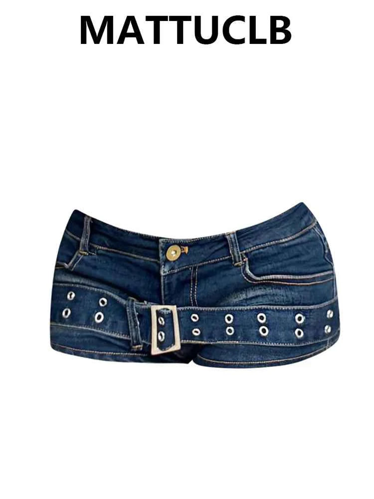 Summer Women Japanese Low Rise Cargo Jean Shorts Y2K 2000s Denim Hot Pants Harajuku Grunge Punk Skinny Gyaru Coquette Kpop Sexy