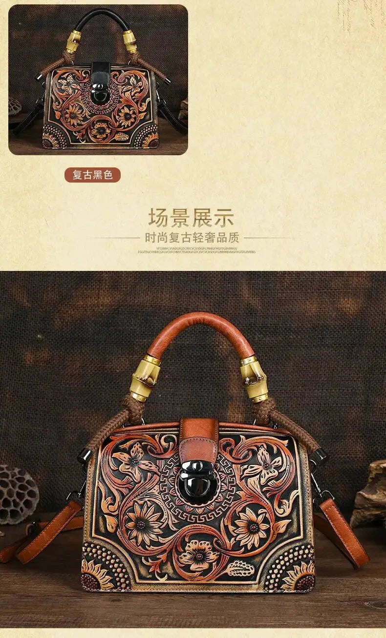 Motaora New Embossed Shoulder Bag For Women's 2025 Vintage Handmade Handbag Female PU Leather Big Capacity Crossbody Bags Purse