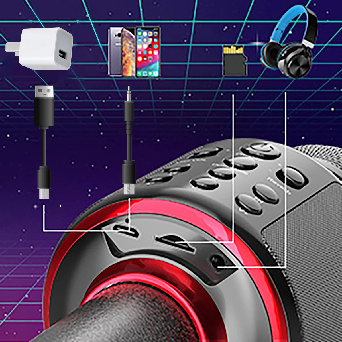 Karaoke Microphone Bluetooth Wireless Mic Portable Singing Machine with Duet Sing/Record/Play/Reverb Adult/Kid Gift for Home KTV