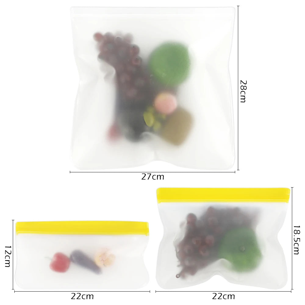 10Pcs Silicone Food Storage Bag Leakproof Reusable Stand Up Zip Shut Bag Cup Fresh Bag Food Storage Bag Fresh Wrap - AMULET RING STORE