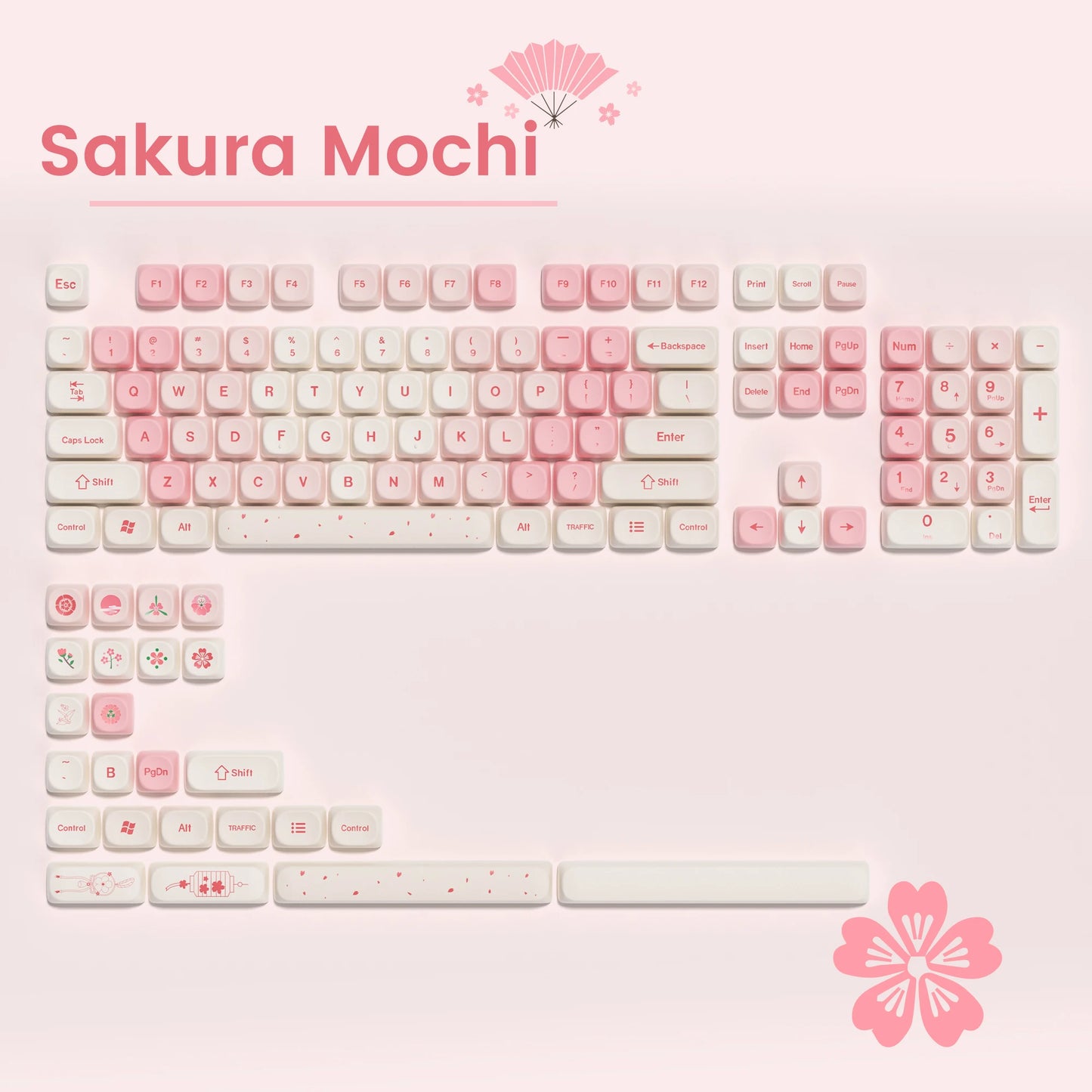 134 Keys Pink Cat  MOA Profile PBT Keycaps Customs Dye Sub Key caps for 61/87/104 Cherry MX Switch Gaming Mechanical Keyboard