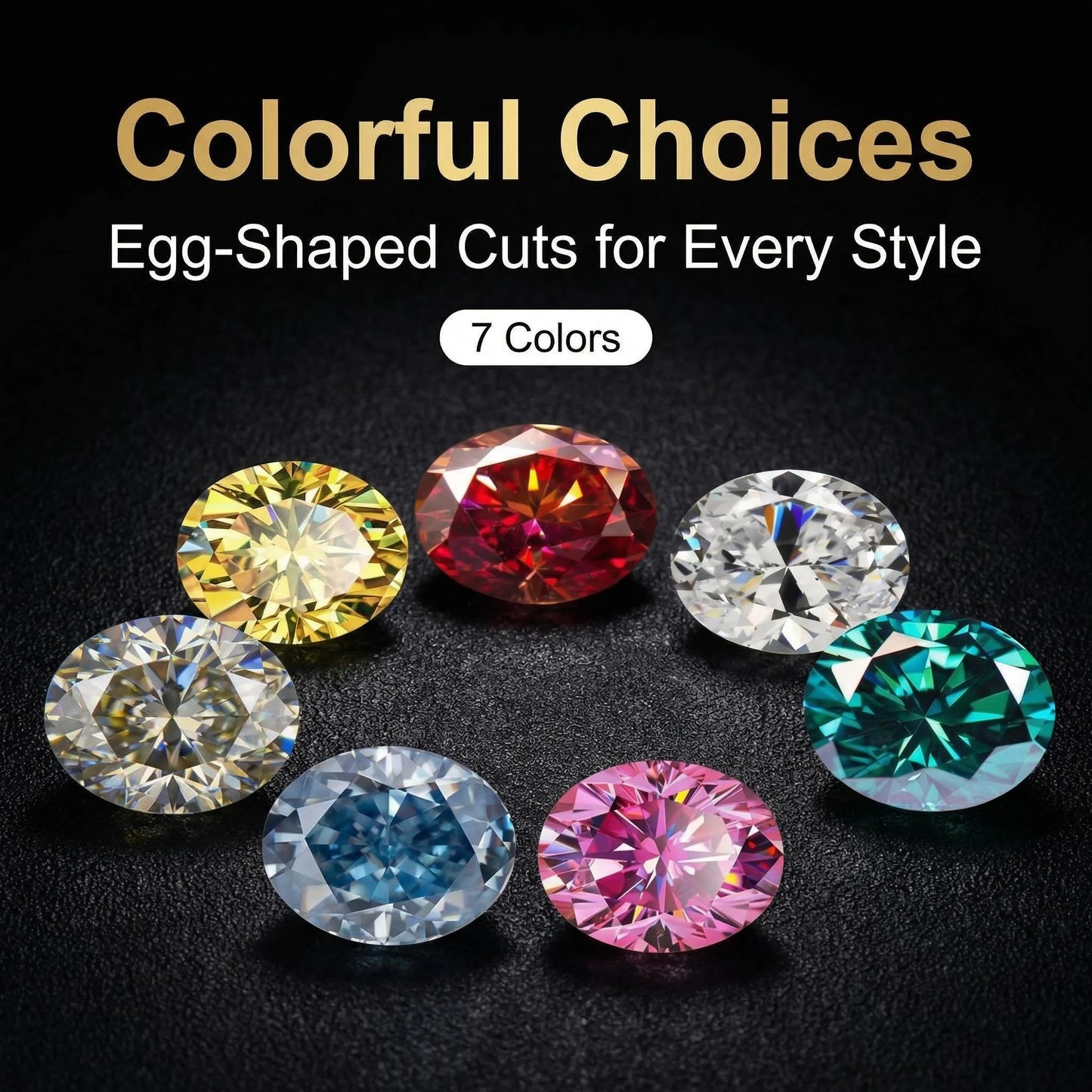 1CT colored diamond moissanite oval pigeon egg moissanite irregular naked stone gemstone jewelry accessories