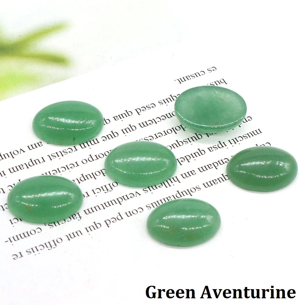 5pcs/Lot Natural Crystals Stone Oval Cabochon Beads Flat Back Cab Cameo DIY Ring Pendant Necklace Jewelry Making Accessories