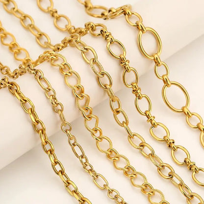 1M Heavy Chunky Hip Hop Chain Stainless Steel Frosted Oval Link Chains for DIY Men Jewelry Making Punk Necklace Bracelet Chain - AMULET RING STORE