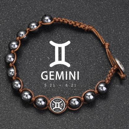 12 Zodiac Signs Natural Stone Bracelets Leo Capricorn Taurus Cancer Bracelets Women Men Couple Friendship Jewelry Gift Bracelets