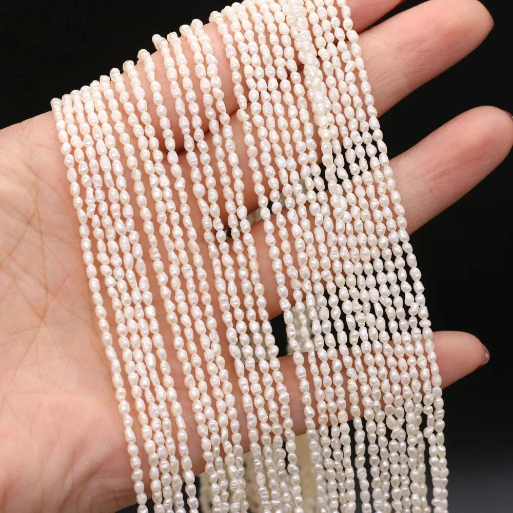 Natural Freshwater Pearl Beads Rice shape Loose isolation Beads For jewelry making DIY necklace bracelet accessories Size1.8-2mm - AMULET RING STORE