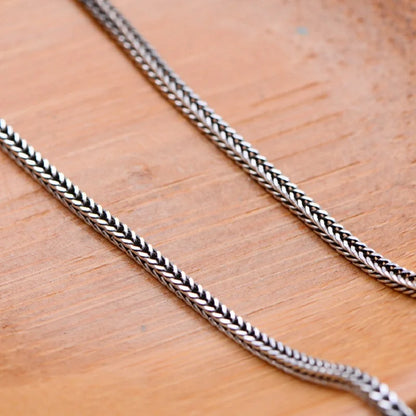 Real S925 Pure Silver Men's Necklace 1.6MM Foxtail Necklace for Men Individuality Vintage solid Silver Snake Bone Chain - AMULET RING STORE