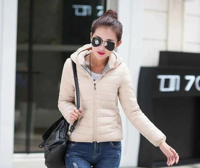 Down Jacket for Women Trend Korean Style Ultra Light Hit Hooded Coat Coats Lightweight Padded Puffer Jackets Female Winter 2025