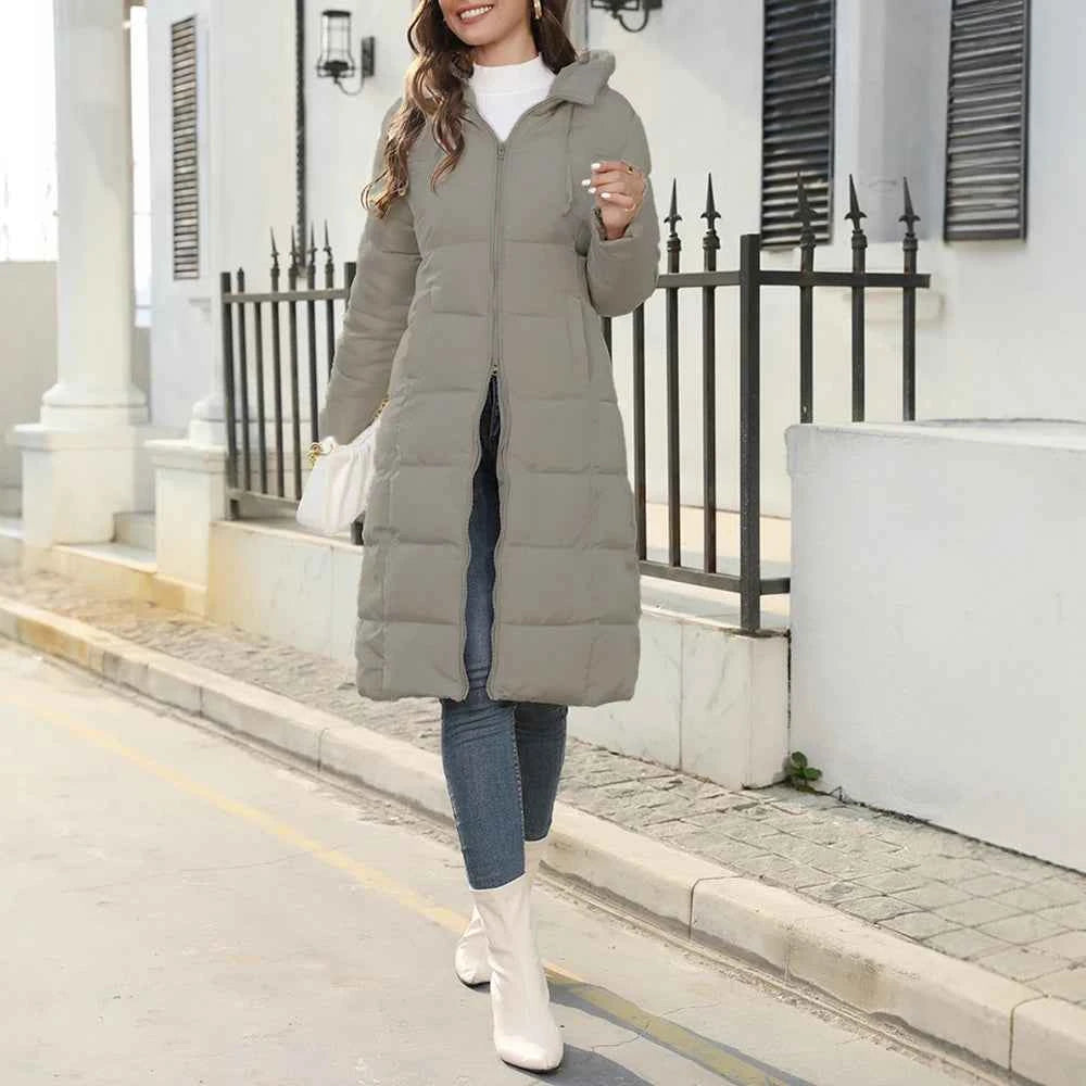 Women's Padded Coat Autumn Winter Simple Basics Zipper Long Sleeve Hoodie Daily Long Padded Clothes