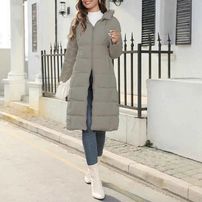 Women's Padded Coat Autumn Winter Simple Basics Zipper Long Sleeve Hoodie Daily Long Padded Clothes