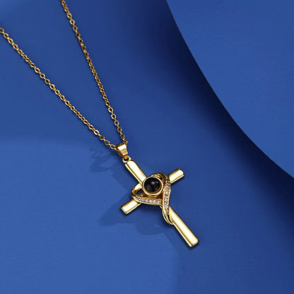Fashion Projection Necklace Jewelry Personalized Photo Custom Cross Pendant Suitable For Male And Female Couples To Give Gifts - AMULET RING STORE