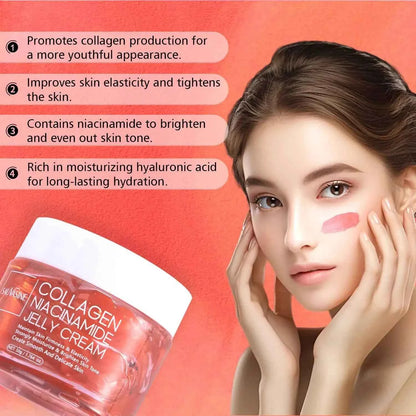 50g Collagen Niacinamide Jelly Cream Deep Moisturizing Pore Shrinking Brightening Niacinamide Gel  Lifting Firming Face Skin Car