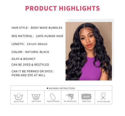 16A 100% Human Hair Bundles Body Wave Bundles Human Hair 30 Inch Body Wave Hair Weave 2/3/4 Pc Natural Raw Human Hair Extensions