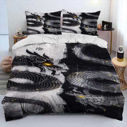 Dragon Cartoon Comforter Bedding Set,Duvet Cover Bed Set Quilt Cover Pillowcase,King Queen Size Bedding Set for Adult Child Gift