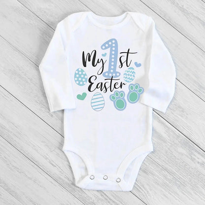 My First Easter Baby Bodysuit Easter Party Infant Outfit Cute Bunny Printed Newborn Long Sleeve Romper Holiday Toddler Jumpsuit - AMULET RING STORE