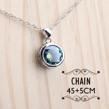 925 Sterling Silver Jewelry Sets Bridal Women Natural Magic Rainbow Zircon Earrings Ring Bracelets Pendant Wedding Necklace Set - AMULET RING STORE